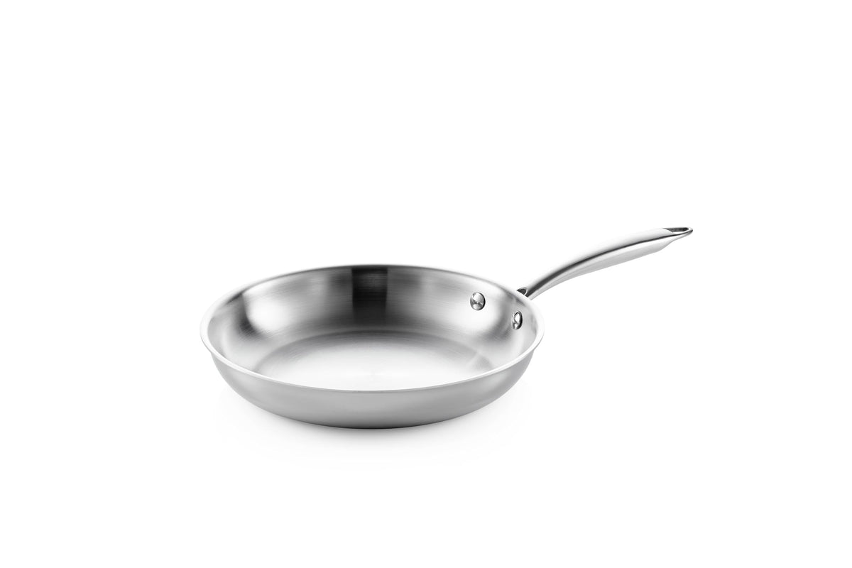 SEIDO Stainless Steel Frying Pan Induction Uncoated Non-Toxic Triply Cookware 24cm PFOA PFAS Free Dishwasher & Oven Safe 260C, New ThermoCore 5ply