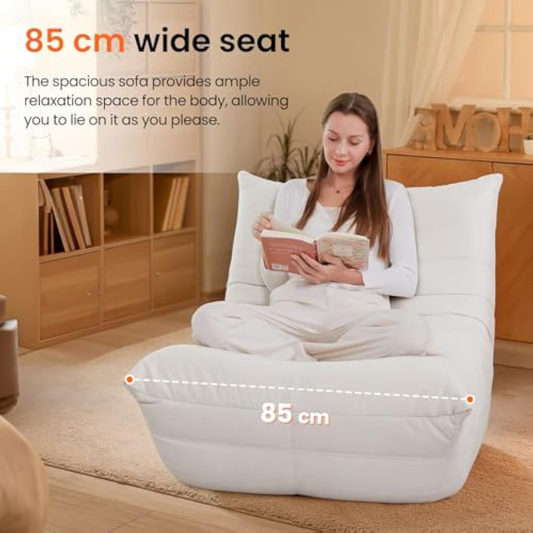 Vesgantti Togo Fireside Chair, Contemporary Beige Suede Lounge Chair, Ergonomic Lumbar Support, Perfect for Bedroom, Living Room, Office