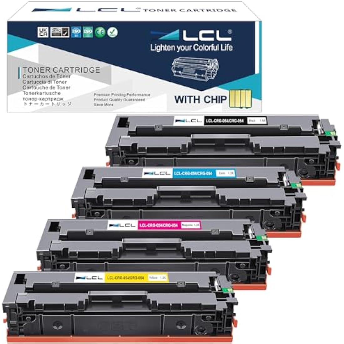 LCL Compatible Toner Cartridge 054 CRG054 CRG-054 3024C002 3022C002 3023C0021 3021C002 (4Pack KCMY) Replacement for Canon i-SENSYS LBP621cw 623cw MF643CDW MF645CX MF640C MF641CW MF642CDW MF643CDW