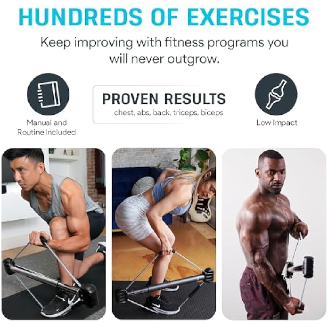 Bullworker Bow Classic 90cm Isometric Exercise Equipment, Portable Strength Training At Home Gym Equipment for Back, Shoulder, Chest, Biceps, Abs, Arm, Ab Workout, All In One Exerciser for Men & Women