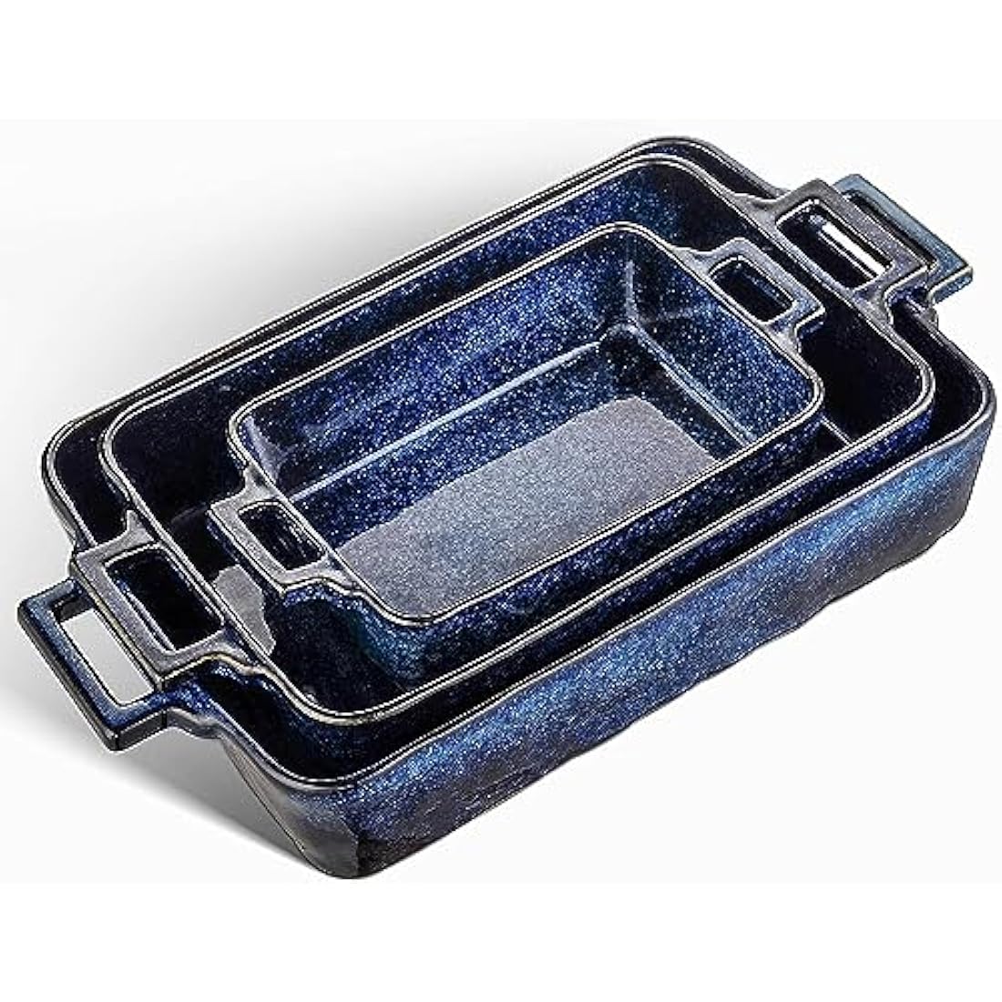 VICRAYS Ceramic Bakeware Set, Porcelain Rectangular Baking Dish, Baking Pan Lasagna Pans Casserole Dish Set for Cooking, Kitchen, Cake Dinner, Banquet and Daily Use, 3 PCS, 15 x 8.5 Inches(Blue)