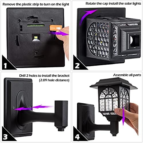LeiDrail Solar Fence Lights Solar Lights Outdoor Garden LED Solar Powered Outdoor Wall Lights Waterproof Decor for Patio Yard Warm White 4 Pack