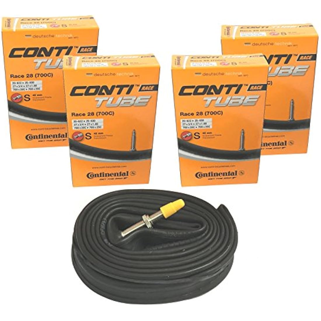 Continental 4x Race 28 700 x 20-25c Road Bike 42mm Presta Inner Tubes,Black