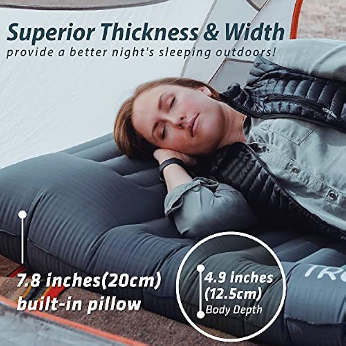 TREKOLOGY UL140 Inflatable Sleeping Pad with Built-in Foot Pump – Lightweight Camping Mat, Self-Inflating Sleeping Mattress for Hiking, Backpacking & Travel