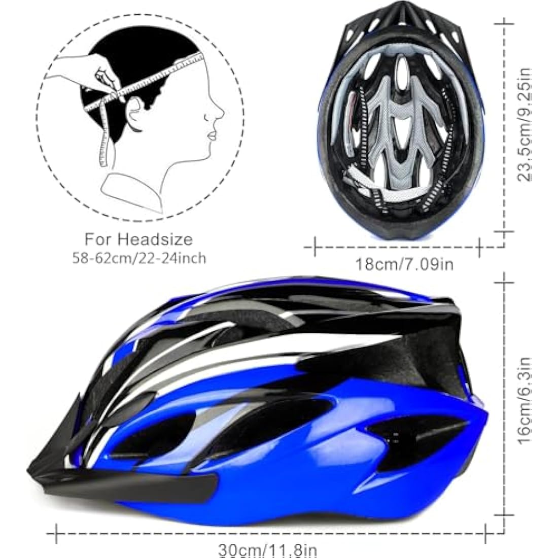 RaMokey Cycle Helmet, Lightweight Bicycle Helmet, Adjustable Mountain & Road Bike Helmets for Adults, 18 Vents with Adjustable Strap & Detachable Visor for Mens Womens(Head Sizes 58-62cm)