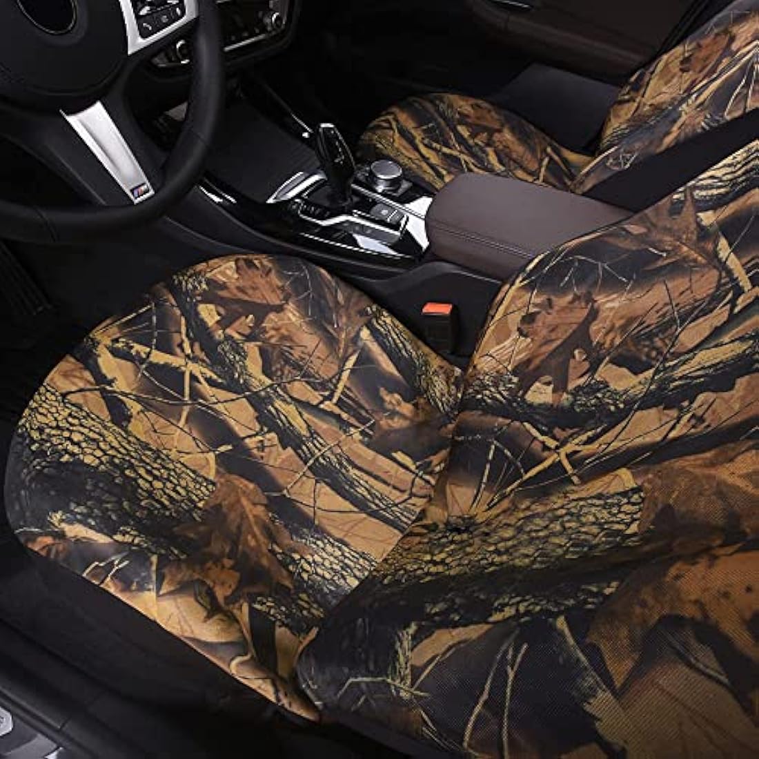 TOYOUN Camo Universal Front Car Seat Covers Waterproof Highback Bucket Design -Fit Most Cars, Trucks, SUVS, Vans 2 PCS Auto Fabric Covers Camouflage Forest Pattern Car Seat Protector