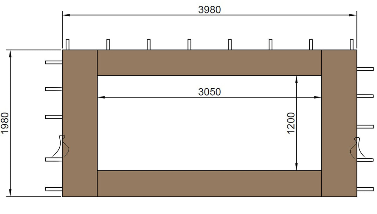 QUICK STAR 2 Side Panels with PE Window 300/400x195cm Beige for Gazebo 3x4m