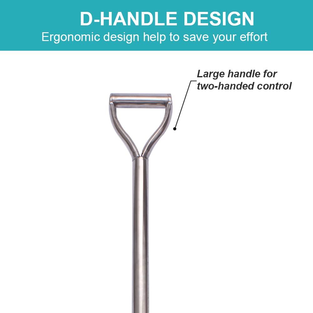 LUBAN Stainless Steel Shovel Length:80 Square Metal Shovel with D Handle Stainless Steel Spade Shovel with a Flat Front Edge Gardening Camping