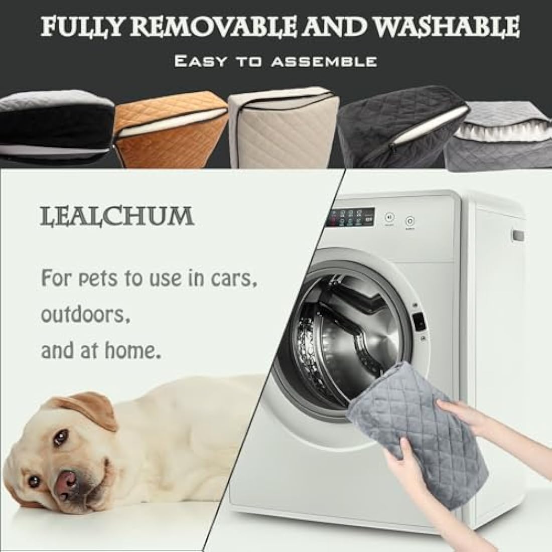 Lealchum Dog Booster Car Seat for Small/Medium Dogs,Puppy Portable Seat for Car with Elevated Cushion,Fully Detachable and Washable Pet Seat with Storage Pockets,Easy to Install (Coffee, Medium)
