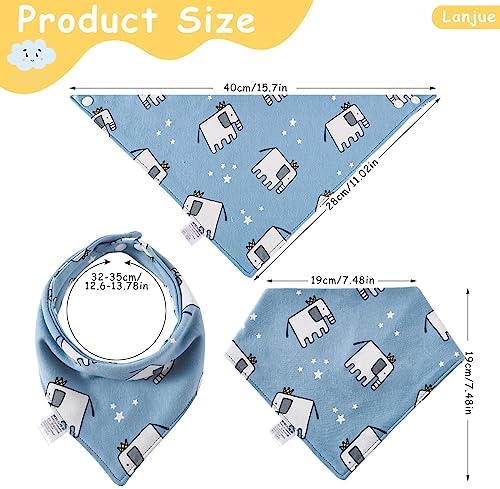 Baby Bandana Dribble Bibs, 10-Pack Cotton Baby Feeding Bibs Super Absorbent Drool Bibs with Adjustable Snaps for 0-36 Months Newborn and Toddlers