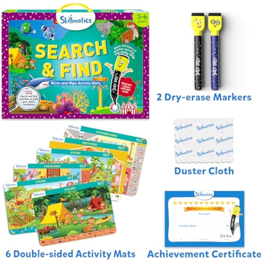 Skillmatics Search and Find Educational Game - Reusable Preschool Learning Activities, Perfect for Toddlers & Kids Who Love Toys, Art & Crafts, Builds Vocabulary, Gifts for Ages 3, 4, 5, 6
