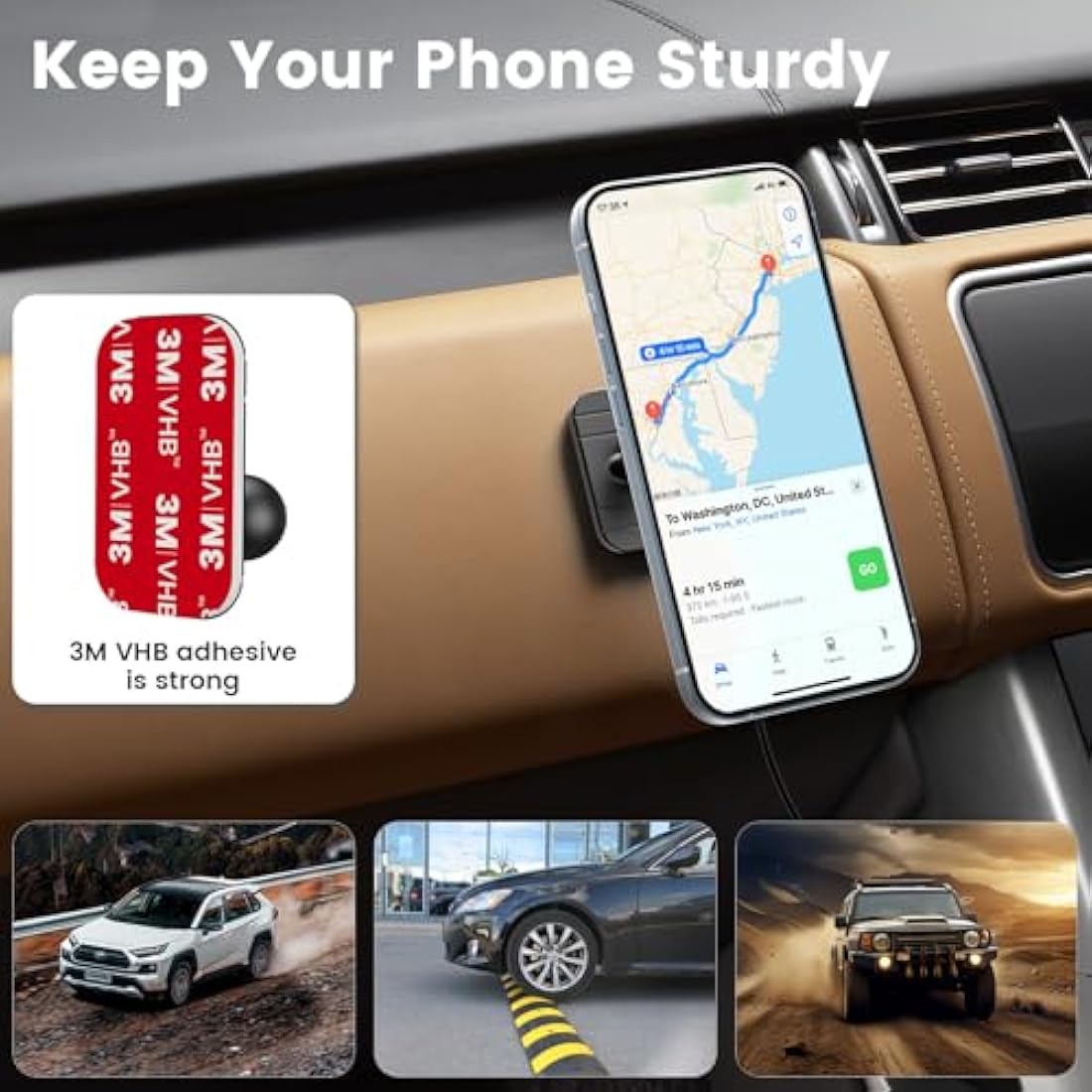 OHLPRO MagSafe Car Mount Charger iPhone Wireless Car Charger, Stick on Dashboard Magnetic Phone Holder Mount for iPhone 16 Pro Plus Max 15 14 13 12 Series, 15W Fast Charging, Aluminum Shell