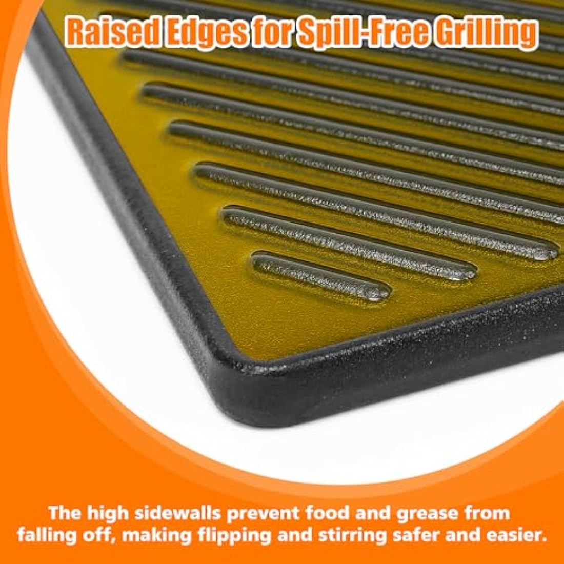 Denmay 13191 43.5CM x 23.5CM BBQ Griddle for 2 Burners Landmann EMAILLEE Triton 2 Bruleurs, Cast Iron Griddle Plate for Gas BBQ Griddle Plate, Heat Plate, 1 Pack