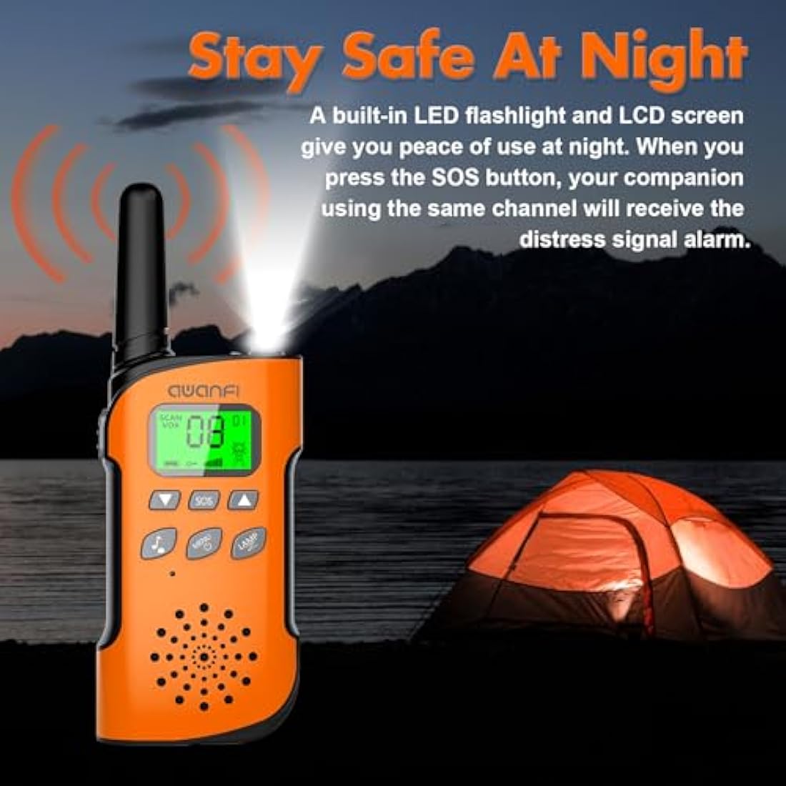 AWANFI Walkie Talkies for Kids Rechargeable, 3 Pack Walkie Talkie with 1000mAh Battery, Long Range Walky Talky with Flashlight, VOX, USB-C Cable, for Outdoor Camping, Kids Toy for 3-12 Years Old