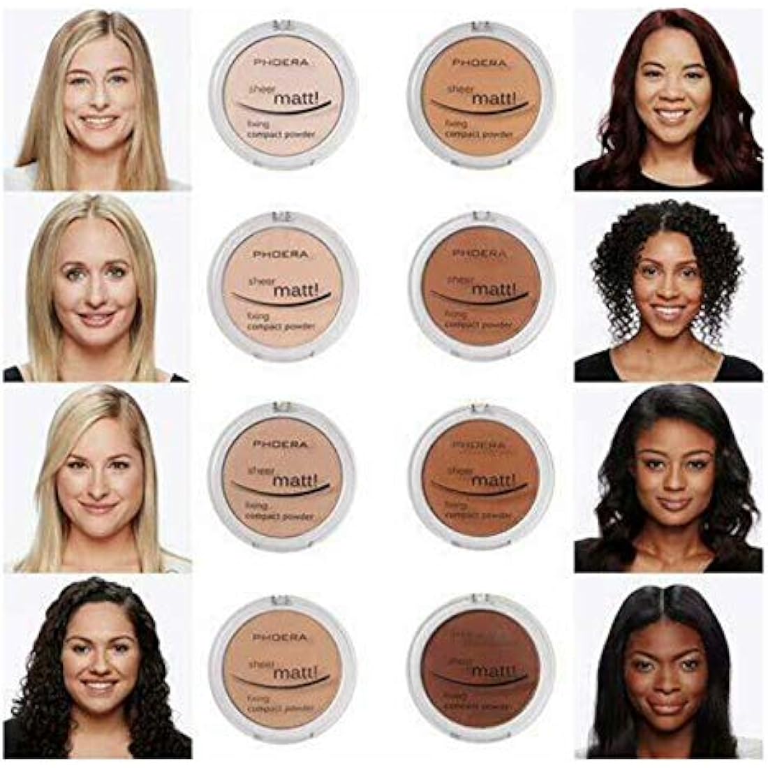 AQUAPURITY PHOERA Sheer Matte Compact Powder Fixing Powder Makeup Base Fixer Setting Powder Foundation Fixing Compact Pressed Powder Long Lasting Skin Vitamin E Beauty Blender (208ESPRESSO)