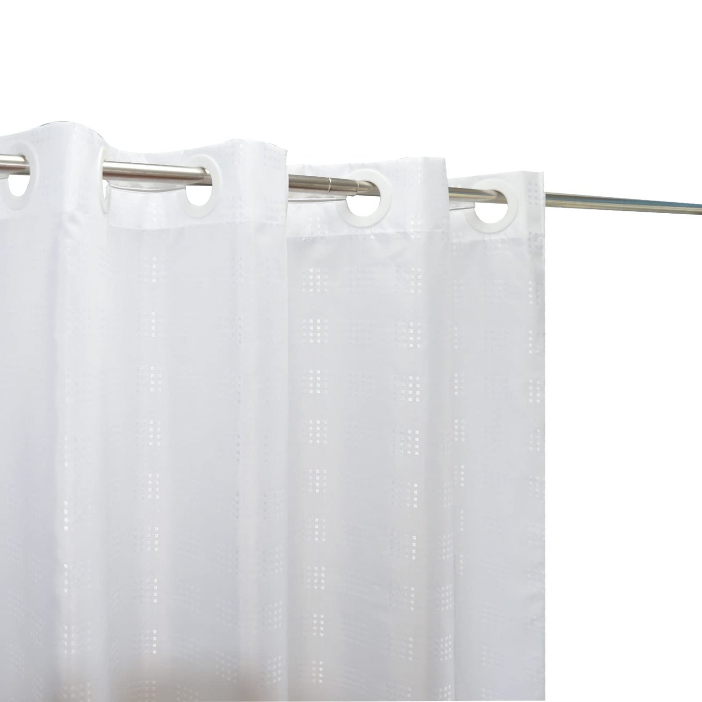 YISURE White No Hook Extra Long Textured Shower Curtain 180x200cm