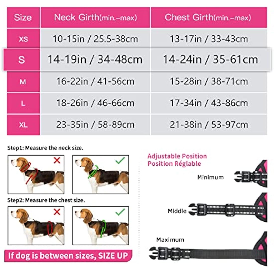 HEELE Dog Harness Dog Harness Small Dog No Pull Harness with Soft Handle Reflective Puppy Harness Adjustable, Rose, S