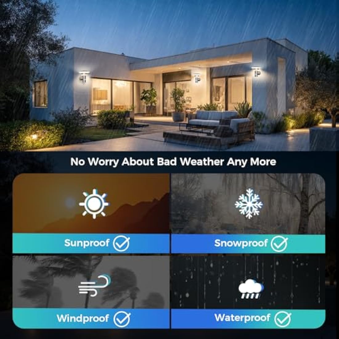 NBHANYUAN Lighting® Outdoor LED Wall Light with Motion Sensor,4 Lighting Modes Outside Lights PIR SUS316 Stainless Steel Wall Lamp IP44 Waterproof 3000K Warm White for Porch 1000LM