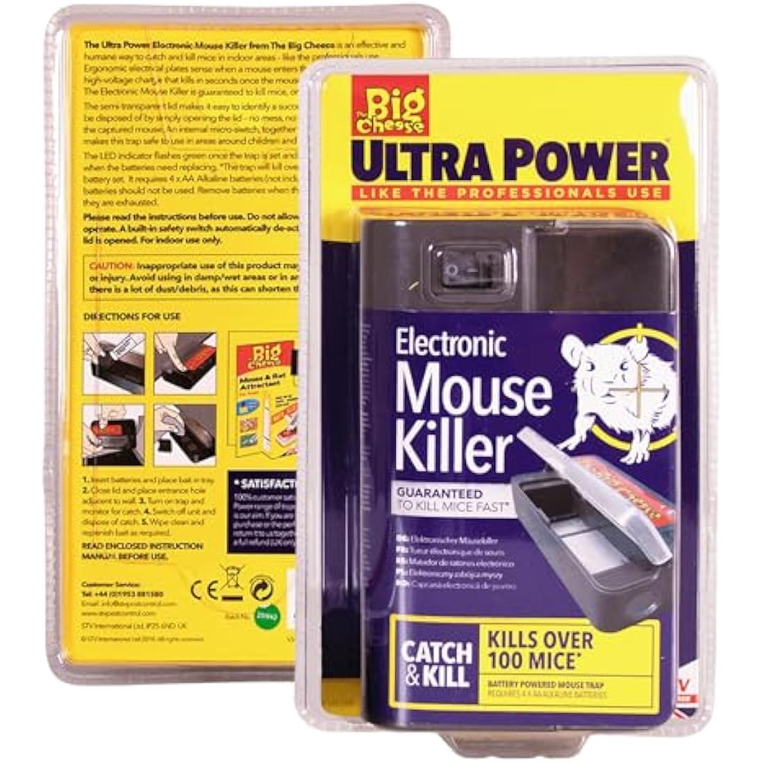 The Big Cheese Ultra Power - Electronic Mouse Killer, Quick, Effective Humane - Professional Electric Mouse Trap that Kills Instantly - Safe, Hygienic Zapper - Indoor Battery Powered Electric Trap