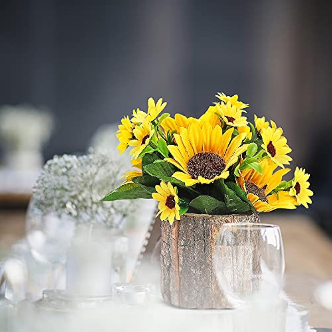 AceList Artificial Sunflowers, Fake Flowers/Fake Potted Plants Artificial Plants Indoors In Pots Yellow Decorative Artificial Flowers Indoors for Home Office