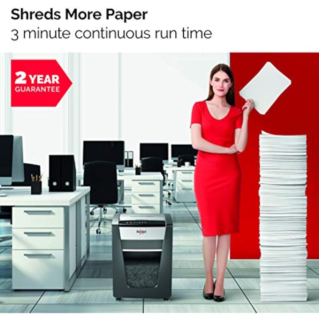 Rexel Momentum X406 Cross Cut Paper Shredder, Shreds 7-6 Sheets (70-80 gsm), 15 Litre Bin, Black, 2104569