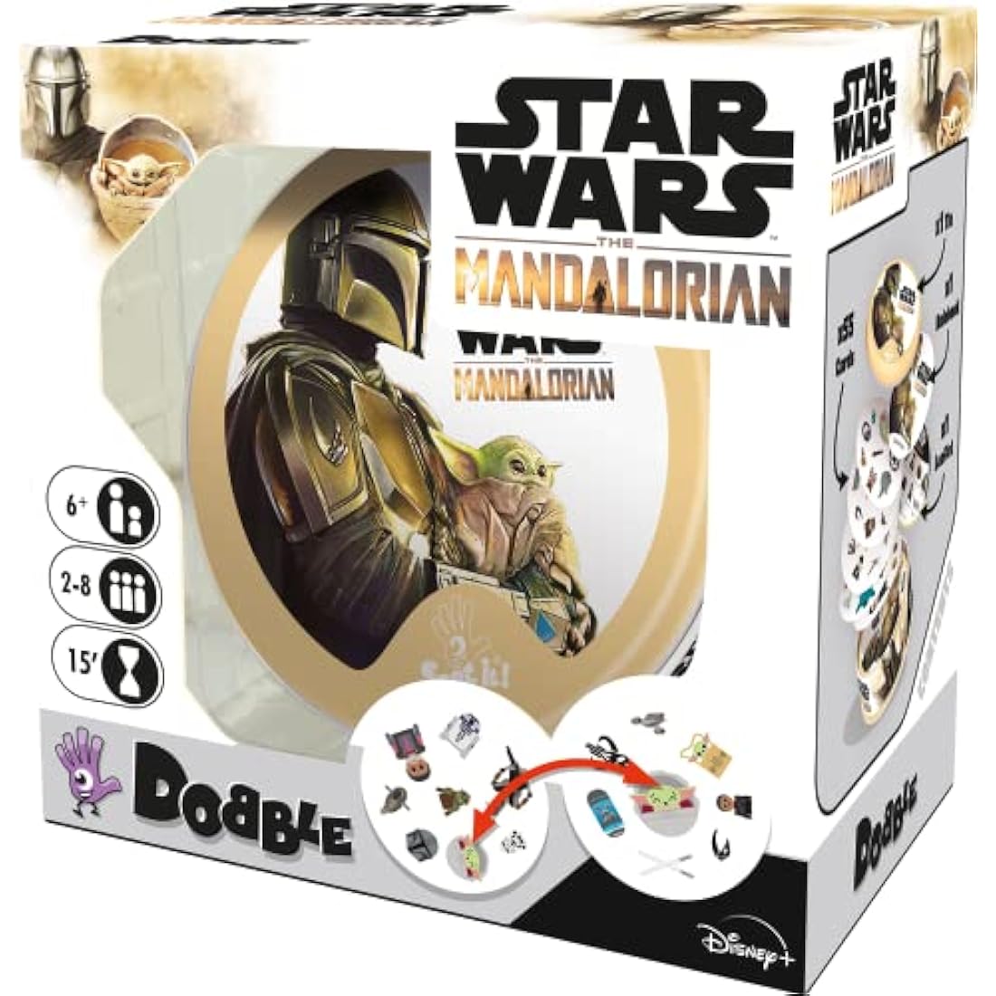 Asmodee | Dobble Star Wars Mandalorian | Card Game | Ages 6+ | 2-8 Players | 15 Minutes Playing Time