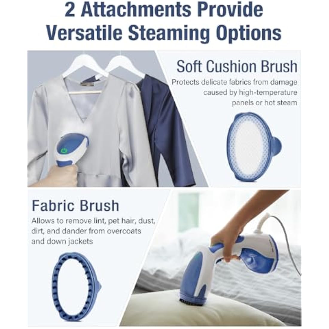 BEAUTURAL Clothes Steamer, Portable Handheld Garment Fabric Wrinkles Remover, 30-Second Fast Heat-up, Auto-Off, Large Detachable Water Tank, Dark Blue