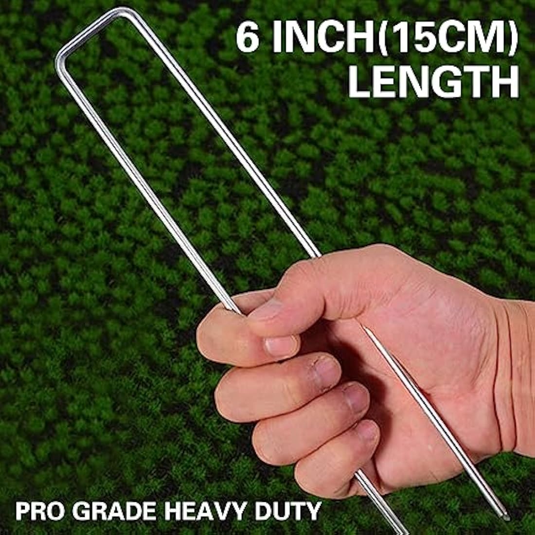 Bakulyor 150 Weed Control Membrane Pegs + 150 Buffer Washer, 6"/150mm Metal Garden Landscape Staples, Artificial Grass Pins, Ground Cover Mossing Fabric Barrier Accessories