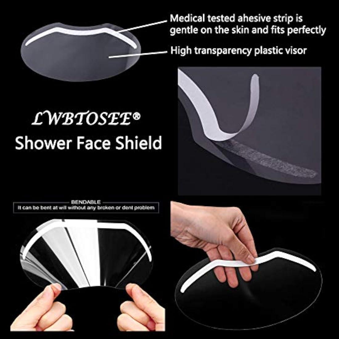 LWBTOSEE Disposable Plastic Eye Shield,for Microblading, Permanent Makeup,Eyelash Extensions, Eyes Cataract Surgery, Eyelid Blepharoplasty Aftercare-50pcs/pack