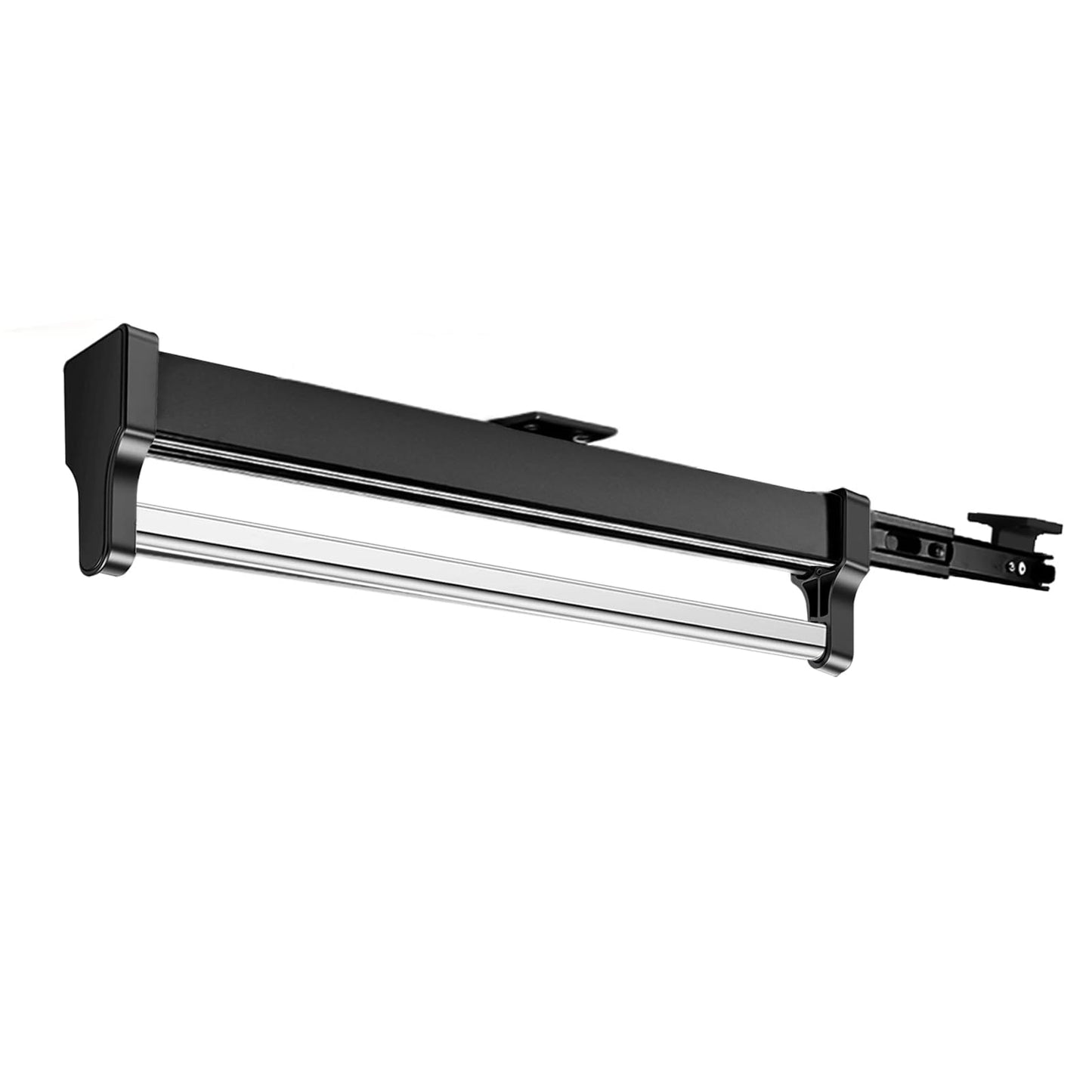 Pull Out Clothes Hanger Rail Rack, Adjustable Heavy Duty Steel Clothes Storage Hanger Rack Bar for Wardrobe (Black 447mm)