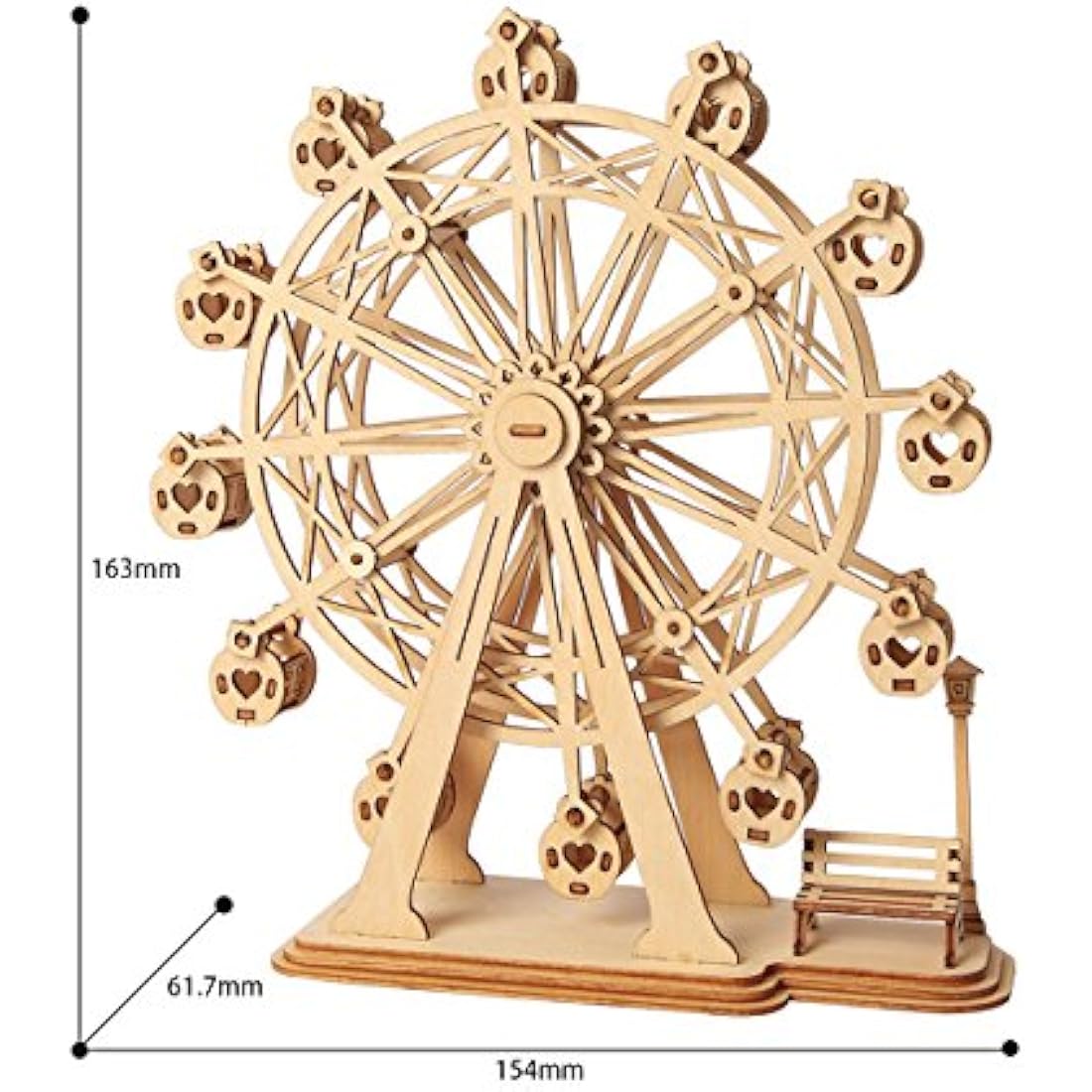 Rolife Woodcraft Construction Kit Modular Mechanical Model 3D Wooden Puzzle for Self-Assembly Toy Gift For Kids, Teens and Adult(Ferris Wheel)