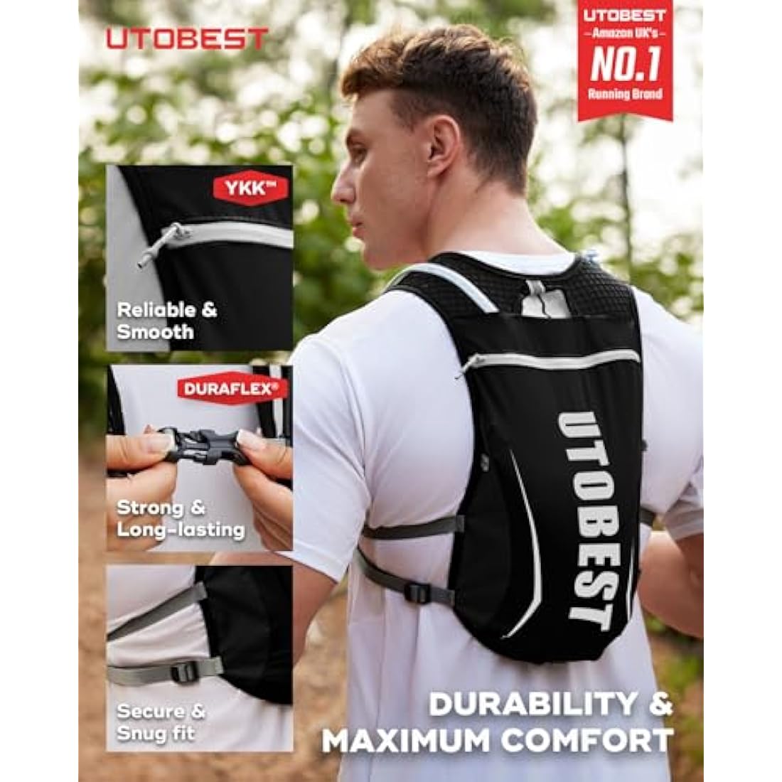 UTOBEST Running Backpacks Lightweight Hydration Pack Functional Running Vest 5L