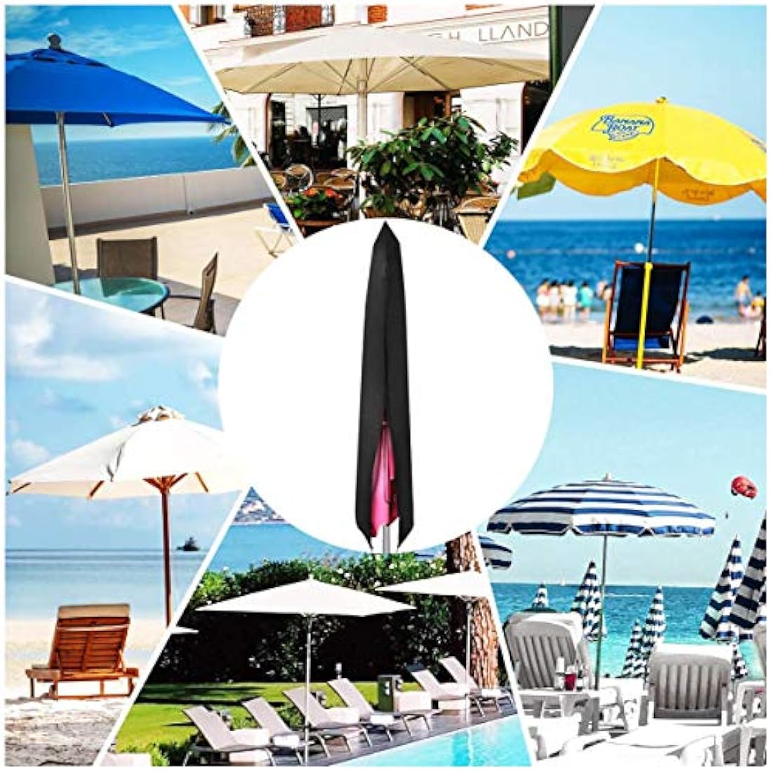 PATIO PLUS Parasol Cover, Garden Umbrella Covers 190* 25 * 50cm Waterproof 600D Oxford Fabric PVC Coating, Black