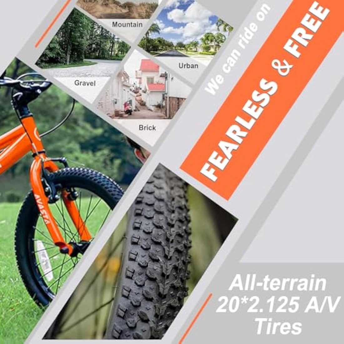 AVASTA Bilbo 20 inch Kids Bike for 5-10 Years Old Boys Girls with Kickstand & Dual Handbrakes Adjustable Seat, Multiple