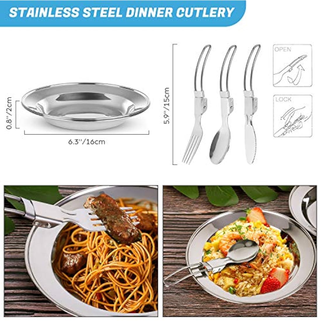 Odoland Camping Cookware Set with Pots and Frying Pan Cup Plates Folding Cutlery Gavette for 1-2 People Lightweight and Compact for Camping Trekking Picnic Hiking