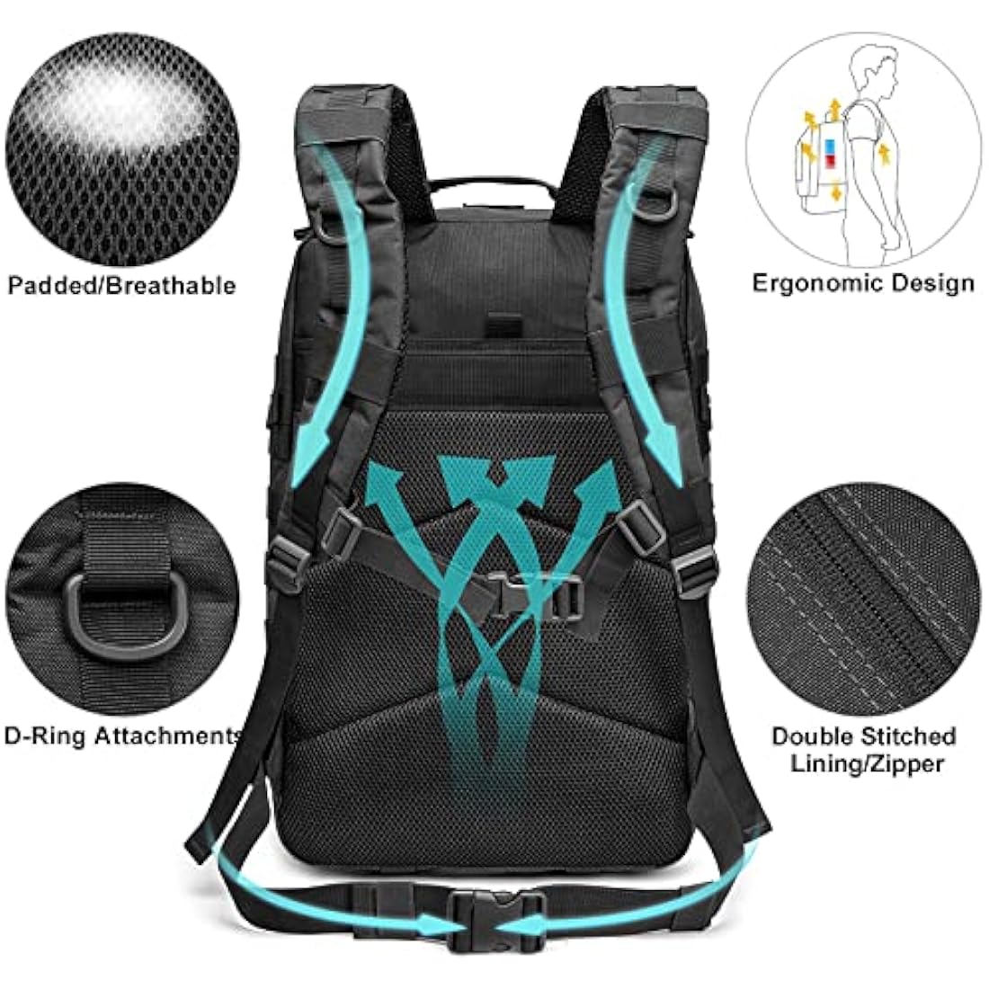 G4Free 40L Molle Backpack Large Pack Molle Shoulder Bag Rucksacks Daypack for Outdoor Hiking Camping Trekking Hunting