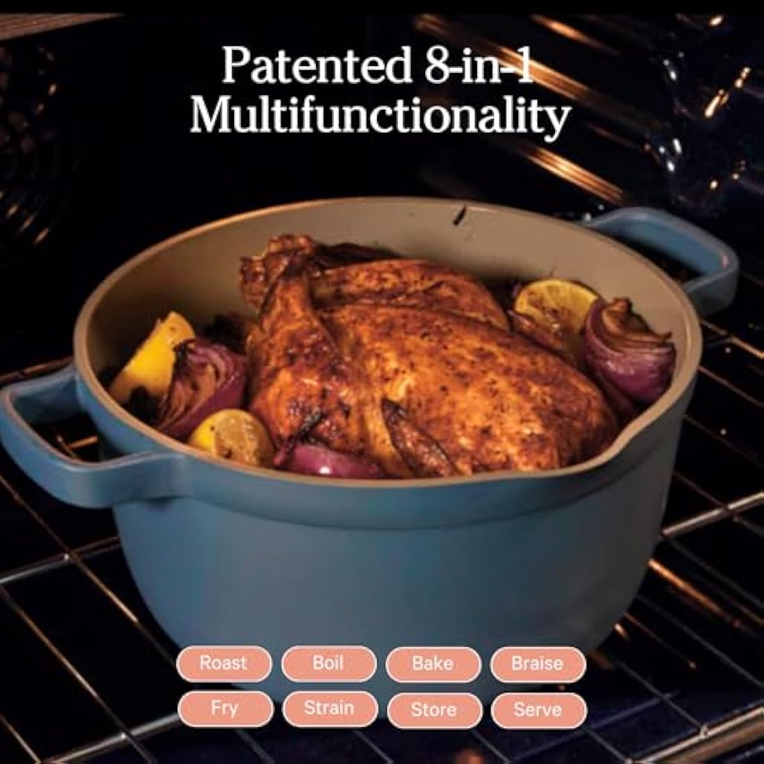 Our Place Perfect Pot - 5.2 L. Nonstick Ceramic Sauce Pan with Lid | Versatile Cookware for Stovetop and Oven | Steam, Bake, Braise, Roast | PTFE and PFOA-Free | Toxin-Free, Easy to Clean | Blue Salt