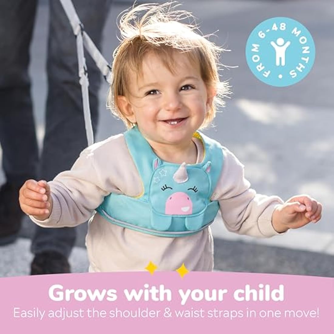 Trunki ToddlePak - Fuss Free Baby Walking Reins and Toddler Safety Harness – Una Unicorn (Teal)