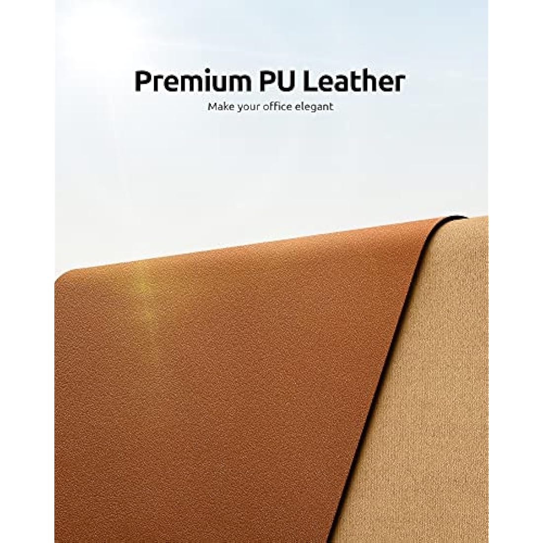 YSAGi Leather Desk Mat, Large Mouse Mat, Non-Slip Desk Pad, Waterproof PU Leather Table Protector Writing Pad for Office and Home (90 x 43 cm, Brown)