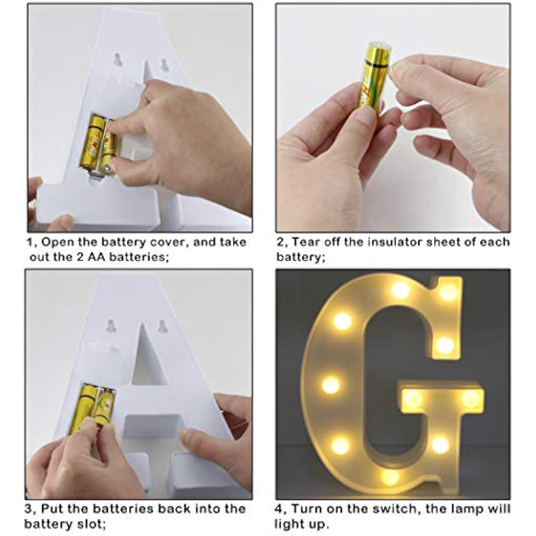 HONPHIER® Letter Lights Decorative LED Alphabet Lights Marquee Decoration Light Up Sign Night Light Battery Operated for Birthday Party Wedding Receptions Holiday Bar Home Bedroom Bath Bar Decor (G)