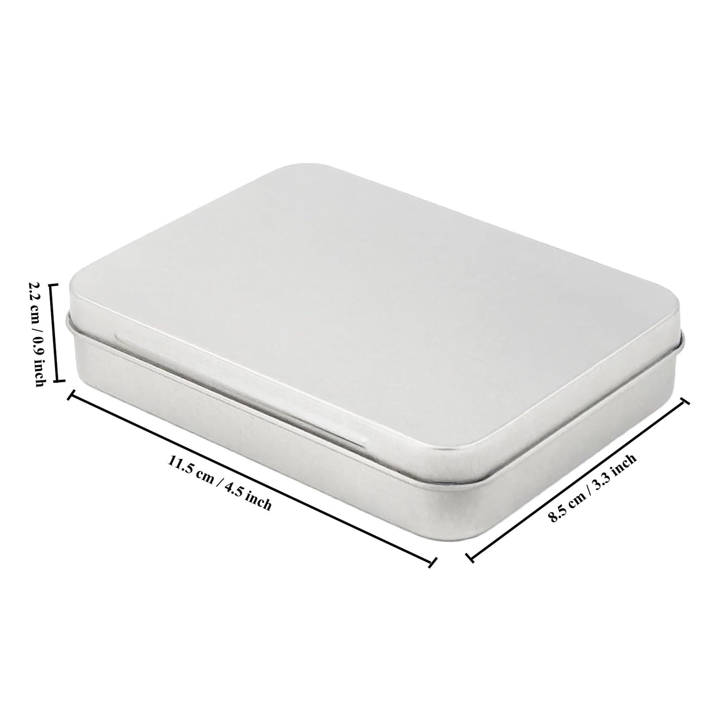 Goodma 24 Pieces Rectangular Metal Hinged Tins, Silver, 11.5 x 8.5 x 2.2 cm