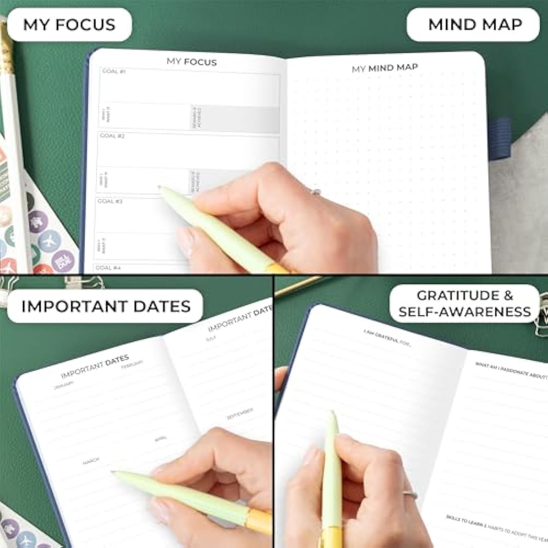 Clever Fox Pocket Weekly – Undated Monthly Goal Planner and Calendar, Mini Planner Perfect for Purse, 10x17.5cm (Blue)