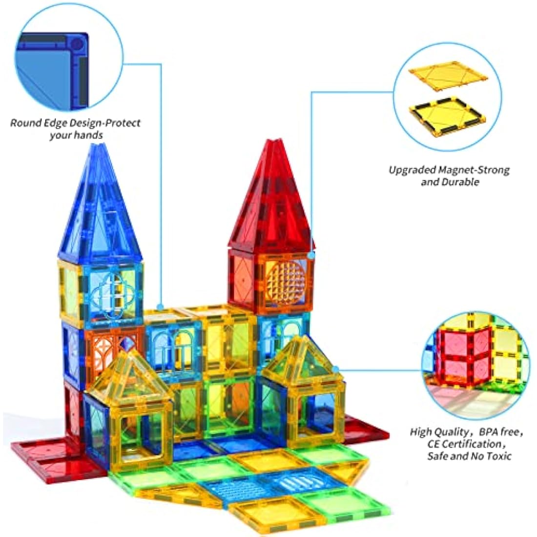 Magblock 100PCS Magnetic Building Blocks Set-Magnetic Tiles for Kids, Magnet Construction Educational Toys Set Gift for 3 4 5 6 Years Old Boys Girls