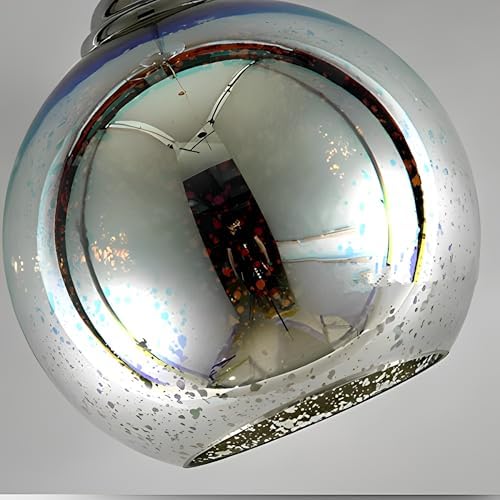 KRUIHAN 3D Firework Light Glass Pendant Light Shade Hanging Ceiling Lights E27 Base Coloured Chandelier for Bedroom,Living Room,Kitchen,25CM(Silver)
