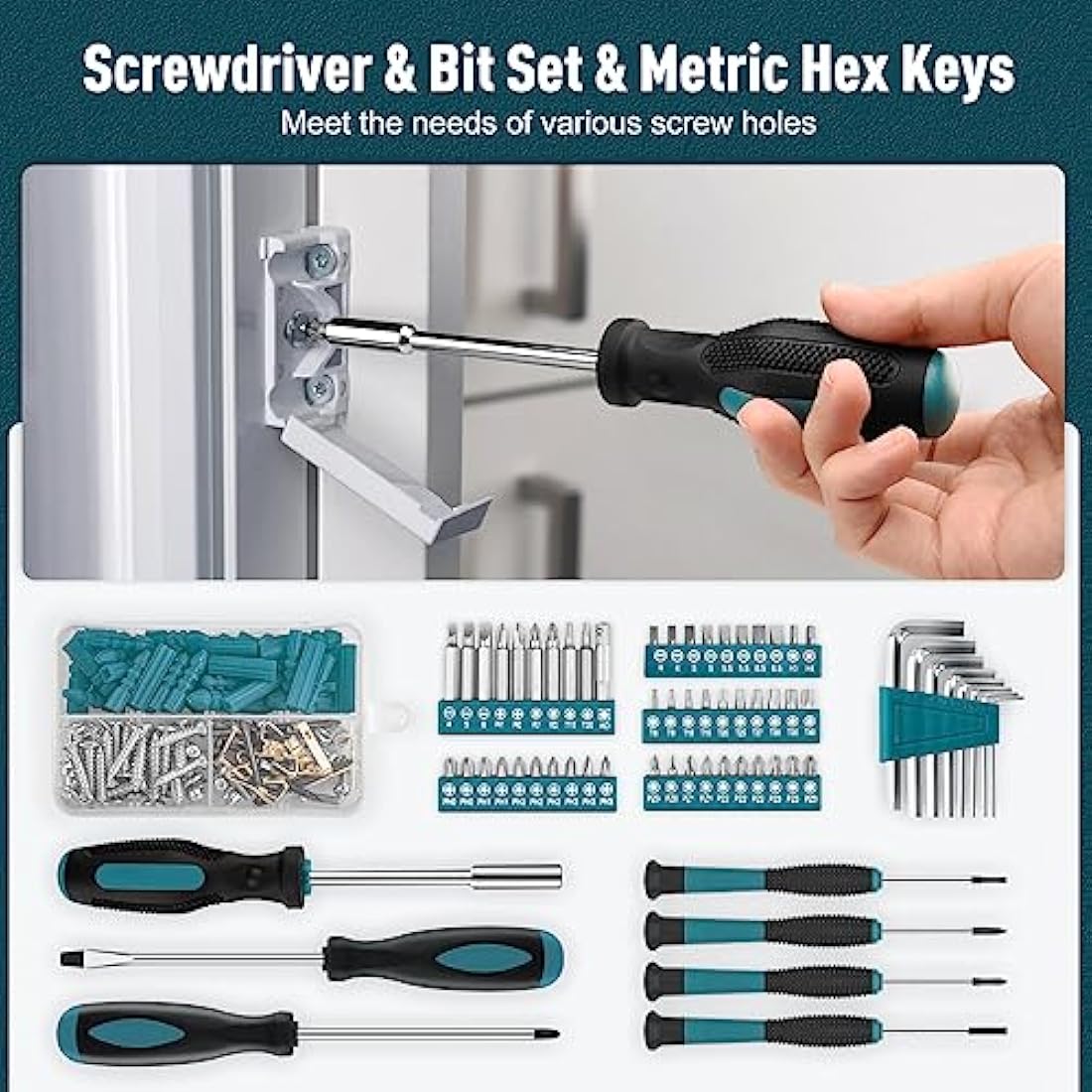 Sundpey Home Tool Kit 281-PCs - Protable Complete Basic Hand Repair General Tool Sets for Men Women - Tool Set with Socket Wrench Set & Screwdriver Set & Metric Hex Key & Pliers & Tool Box Case