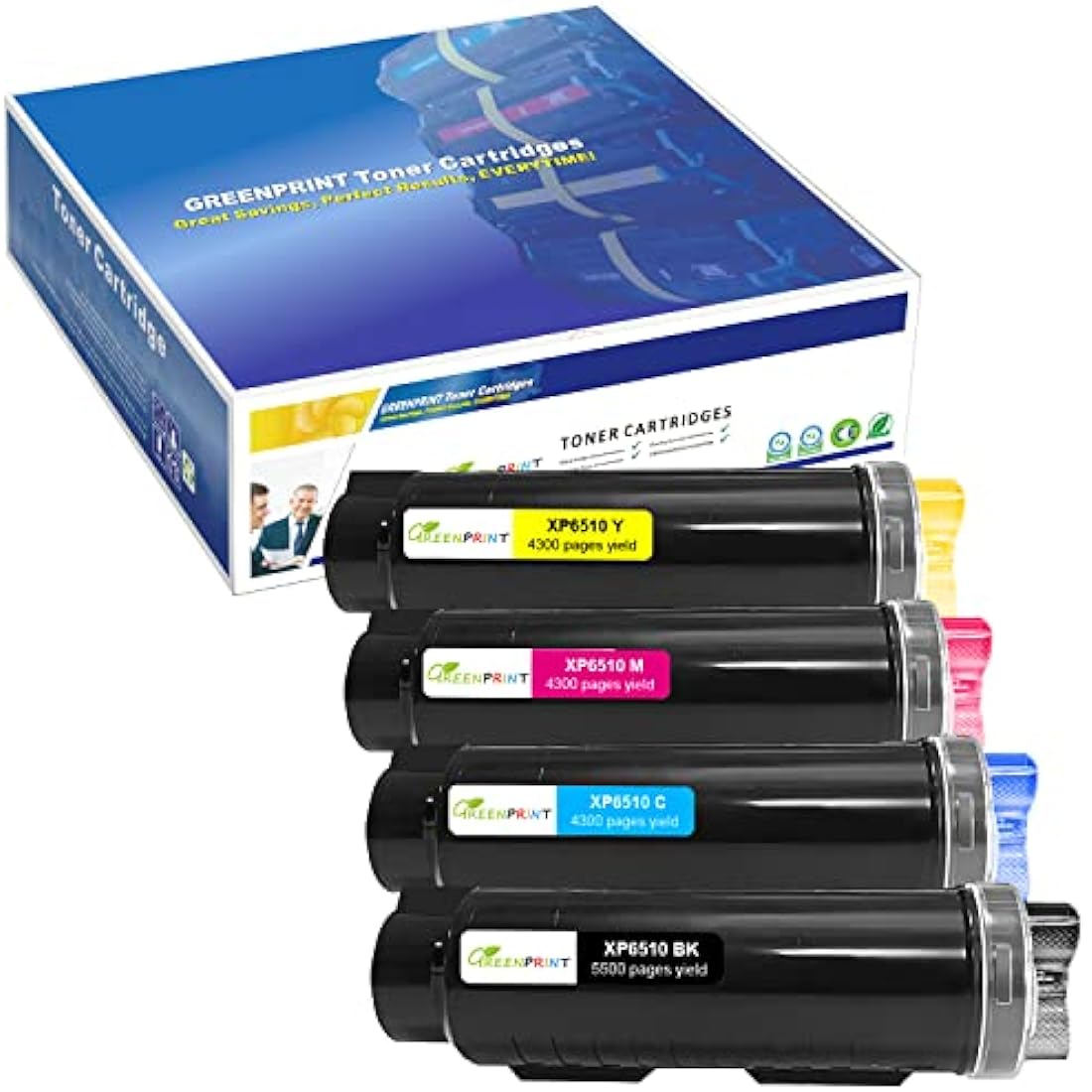 Compatible Toner Cartridges 4 Colors 6510 6515【Extra High Yield】5500 Pages BK 4300 Pages C M Y for Xerox Phaser 6510n 6510dn 6510dni 6510dnm WorkCentre 6515n 6515dn 6515dni 6515dnm Printer GREENPRNT