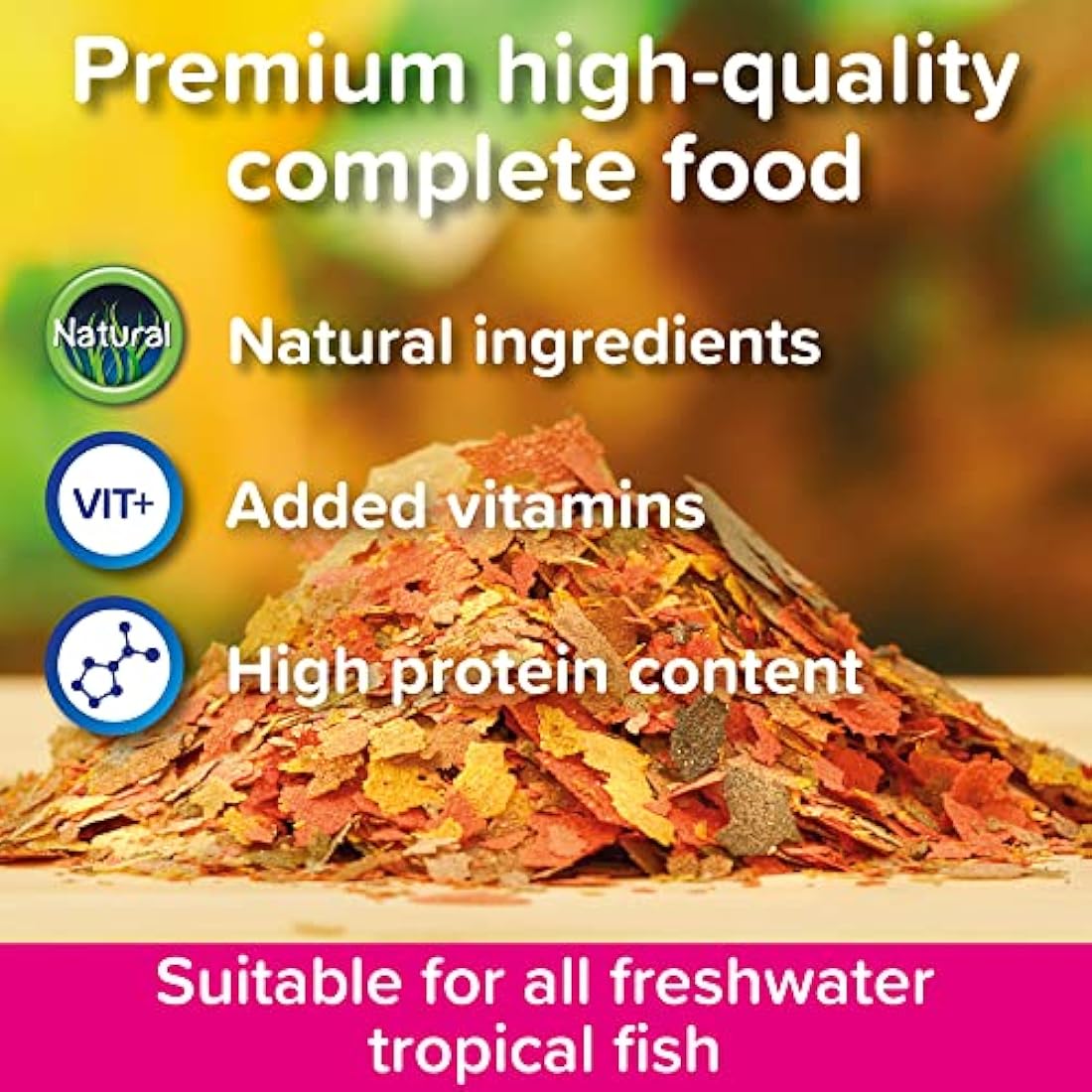 King British | Tropical Fish Flake With Immuno Health Booster | Complete Food for Tropical Fish | Helps Prevent Infection and Disease | High Protein Content | Includes Essential Vitamins | 28g