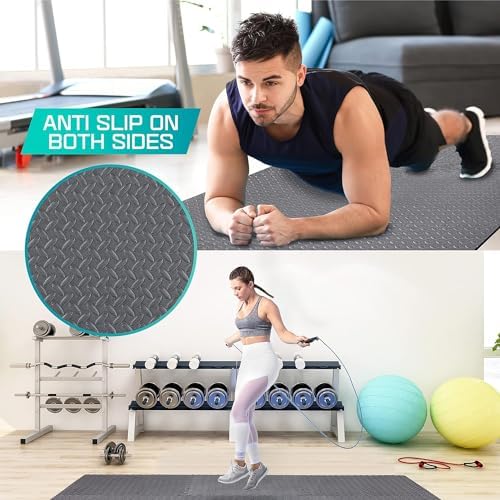 Yes4All FUKR Interlocking Mat Protective Flooring, Solid, N. 36 Square Feet (36 Tiles) -Gray, 12sqft (12'' x 12'')