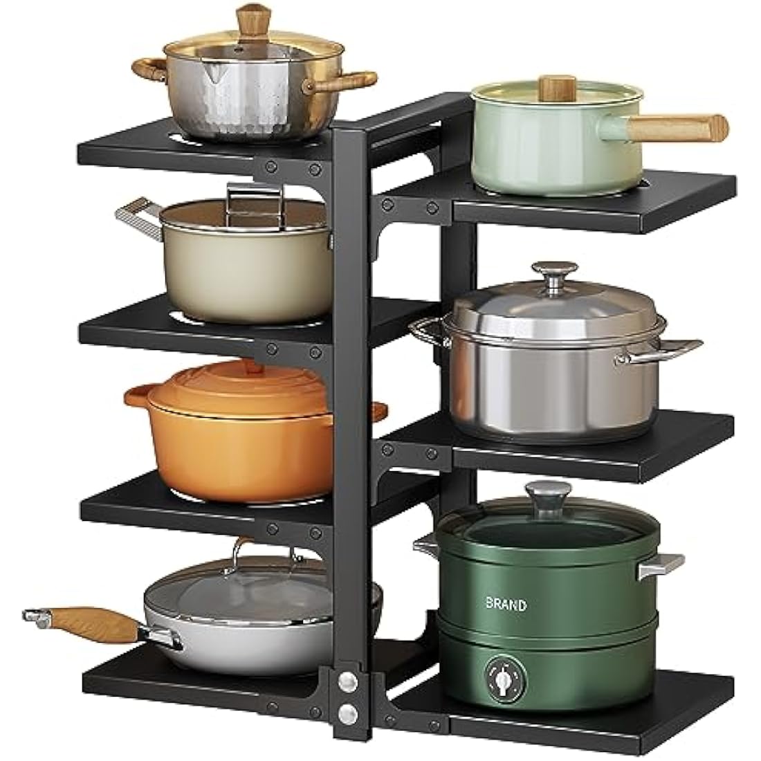 YANYYGu Pots and Pans Organizer for Cabinet, Heavy Duty Pot Pan Rack under Sink Organizers and Storage，Kitchen Cabinet Organizer with 7 Adjustable Tiers