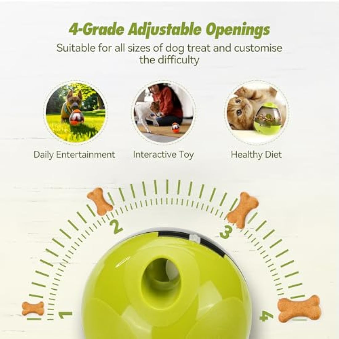 Zellar Treat Dispensing Dog Toy - Dog Treat Ball/Food Dispenser/Interactive Toys/Slow Eating IQ Treat Ball for Small Medium Dogs and Cats (Green)